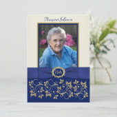 Invitation d'anniversaire photo 75e en bleu, ivoir (Debout devant)