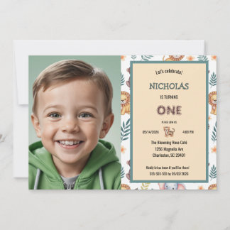 Invitation d'anniversaire photo aquarelle Animaux