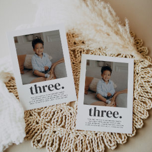 Invitation d'anniversaire photo carrée triple