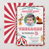 Invitation d'anniversaire Photo Cirque - Vintage G (Devant / Derrière)
