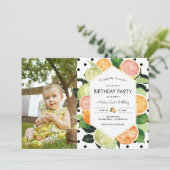 Invitation d'anniversaire photo Citrus Tutty Fruit (Debout devant)