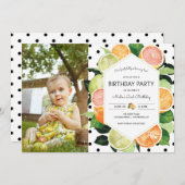 Invitation d'anniversaire photo Citrus Tutty Fruit (Devant / Derrière)