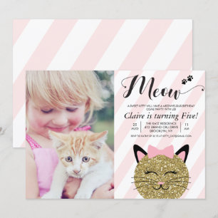 Invitation d'anniversaire photo de chaton pour tou