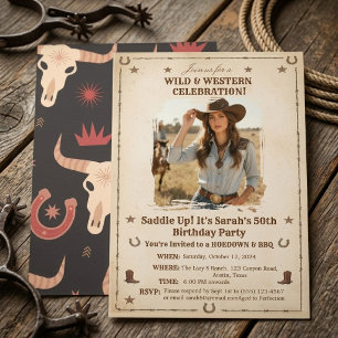 Invitation d'anniversaire Photo de Cowgirl du Far