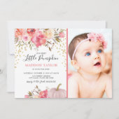 Invitation d'anniversaire photo de fille citrouill (Devant)