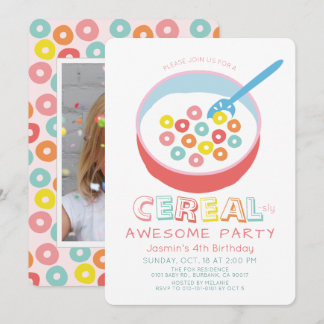 Invitation d'anniversaire photo de fille de céréal