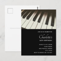 Invitation d'anniversaire photo de touches de pian