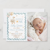 Invitation d'anniversaire photo Gingham Silly Goos (Devant)