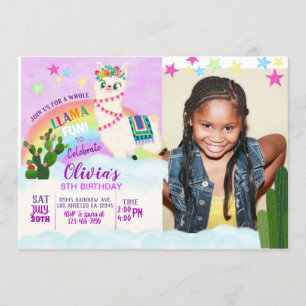 Invitation d'anniversaire PHOTO Llama