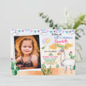 Invitation d'anniversaire Photo Llama - Fête Alpag (Debout devant)