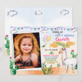 Invitation d'anniversaire Photo Llama - Fête Alpag (Devant / Derrière)