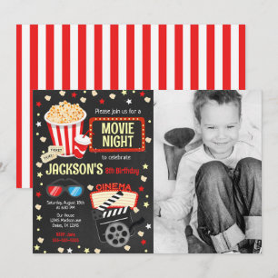 Invitation d'anniversaire Photo Soirée Cinéma Fête