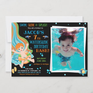 Invitation d'anniversaire Photo Toboggan Splash sp