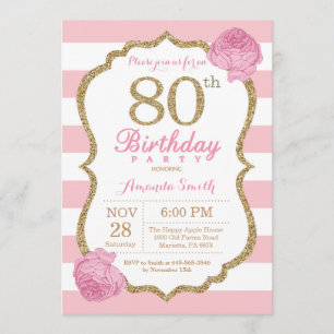 Invitation d'anniversaire Pink and Gold Floral