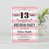 Invitation d'anniversaire Pink and White Stripes (Debout devant)