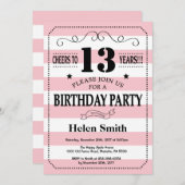 Invitation d'anniversaire Pink and White Stripes (Devant / Derrière)