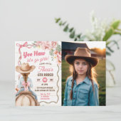 Invitation d'anniversaire Pink Bow Coquette Rodeo  (Debout devant)