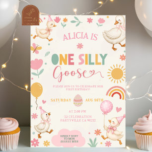 Invitation d'anniversaire Pink Cute ONE Silly Goos
