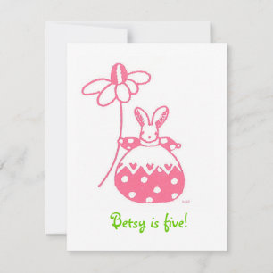 Invitation d'anniversaire Pink Daisy Bunny