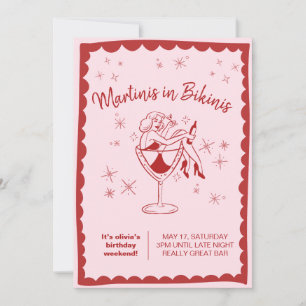 Invitation d'anniversaire Pink Martinis in Bikinis