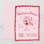 Invitation d'anniversaire Pink Martinis in Bikinis (Devant / Derrière)