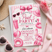 Invitation d'anniversaire Pink Pool Party