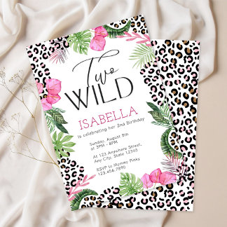 Invitation d'anniversaire Pink Safari | Thème Léop