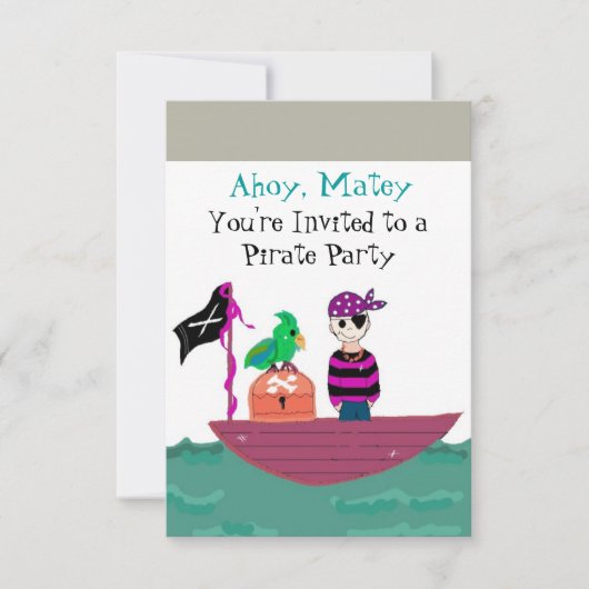 Invitation d'anniversaire pirate (Devant)