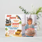 Invitation d'anniversaire Pirate avec photo (Debout devant)