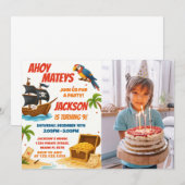 Invitation d'anniversaire Pirate avec photo (Devant / Derrière)