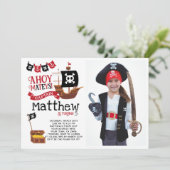 Invitation d'anniversaire Pirate avec photo (Debout devant)