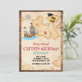 Invitation d'anniversaire pirate, chasse au trésor (Debout devant)
