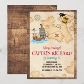 Invitation d'anniversaire pirate, chasse au trésor (Devant / Derrière)
