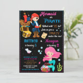 Invitation d'anniversaire Pirate et Sirène Deux th (Debout devant)