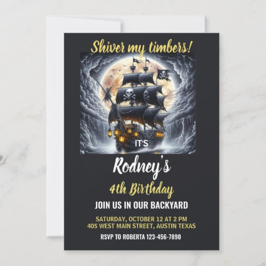 Invitation d'anniversaire pirate Faites frémir mes (Devant)