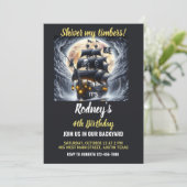 Invitation d'anniversaire pirate Faites frémir mes (Debout devant)