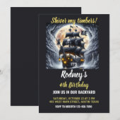 Invitation d'anniversaire pirate Faites frémir mes (Devant / Derrière)