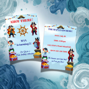 Invitation d'anniversaire pirate garçon Nom et â