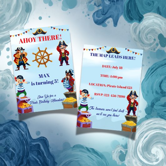 Invitation d'anniversaire pirate garçon | Nom et â