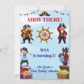 Invitation d'anniversaire pirate garçon | Nom et â (Devant)