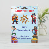 Invitation d'anniversaire pirate garçon | Nom et â (Debout devant)