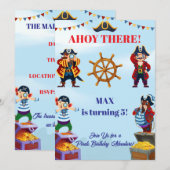 Invitation d'anniversaire pirate garçon | Nom et â (Devant / Derrière)