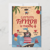 Invitation d'anniversaire pirate pour enfants (Devant)