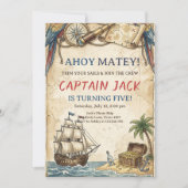 Invitation d'anniversaire pirate pour tout âge (Devant)