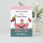 Invitation d'anniversaire Pirate Rose (Debout devant)