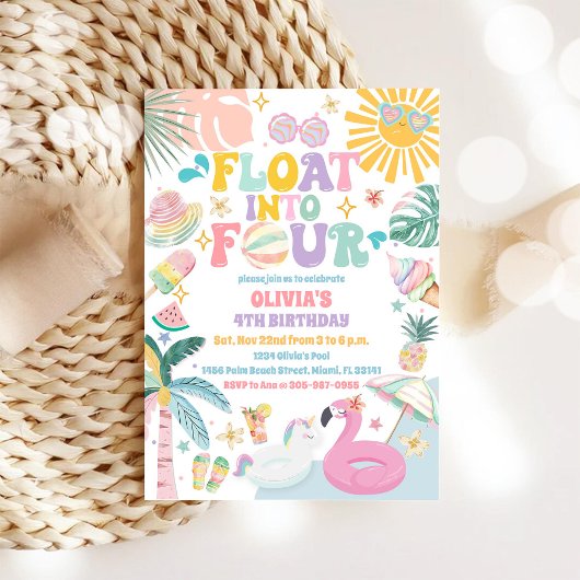 Invitation d'anniversaire Piscine Tropicale