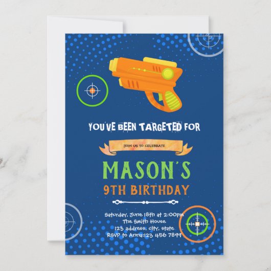 Invitation d'anniversaire pistolet de tag au laser (Devant)