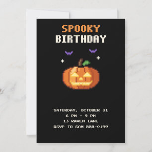 Invitation d'anniversaire Pixel Art Halloween effr