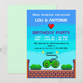 Invitation d'anniversaire Pixel Gamer (Devant / Derrière)