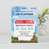 Invitation d'anniversaire Pixel Gamer (Debout devant)